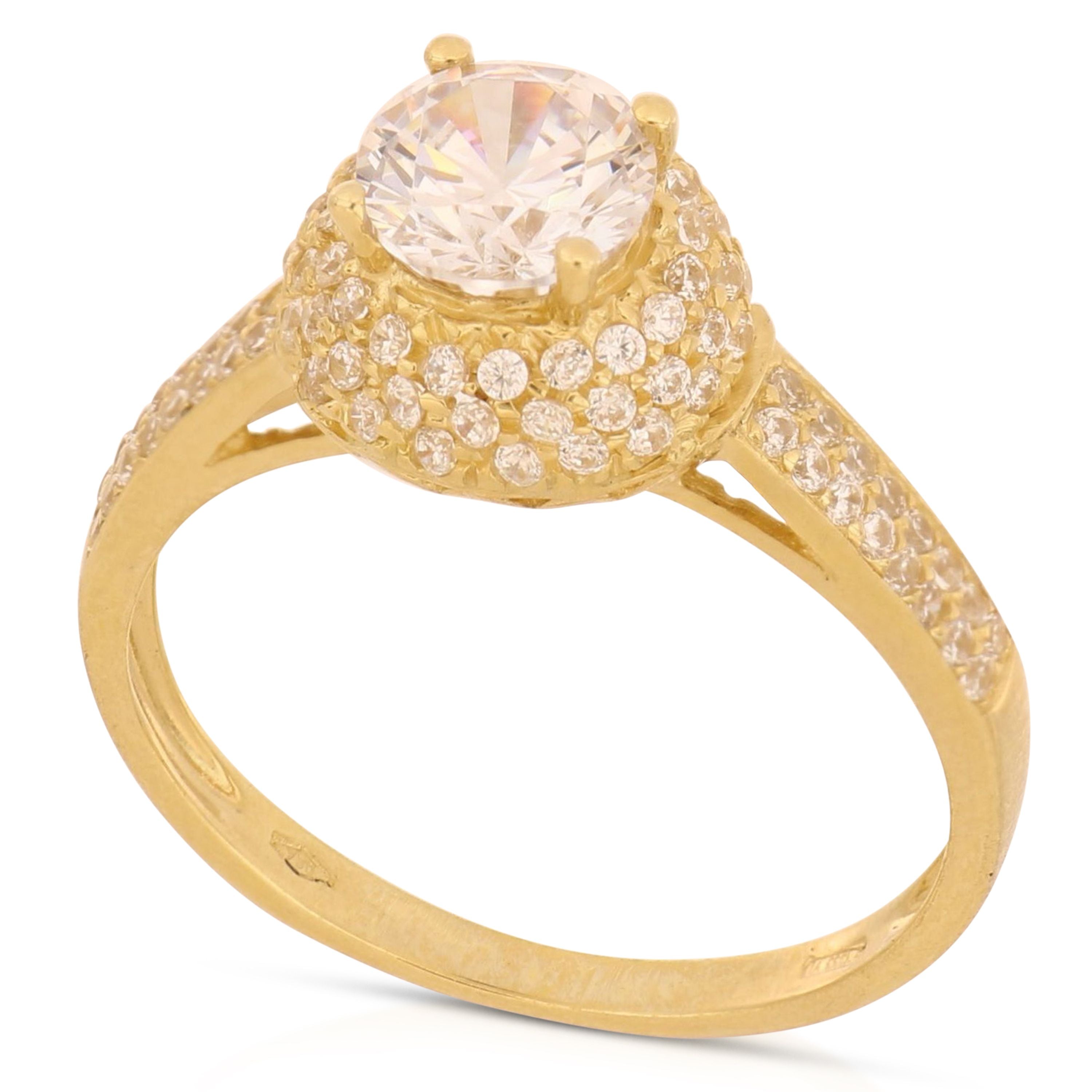 Anello solitario zirconi laterali