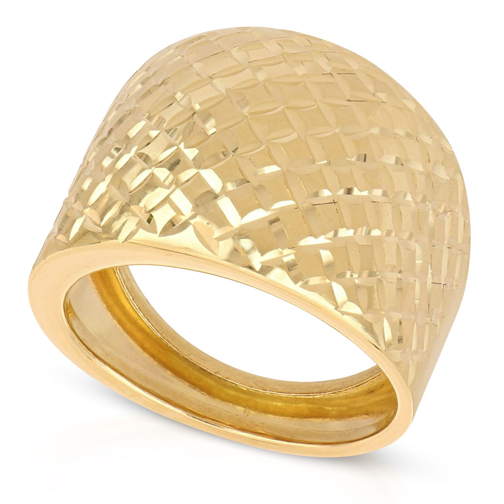 Anillo de banda ancha en oro amarillo 18k, brillante y diamantado – 17 mm
