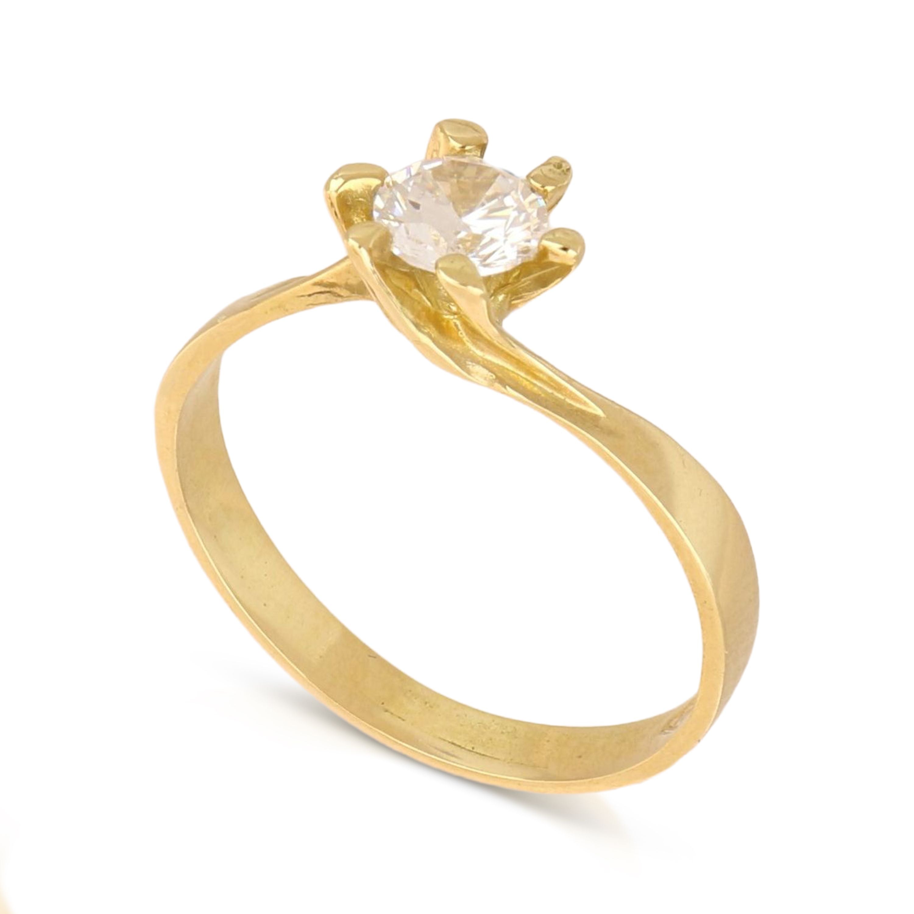 Anello solitario oro giallo