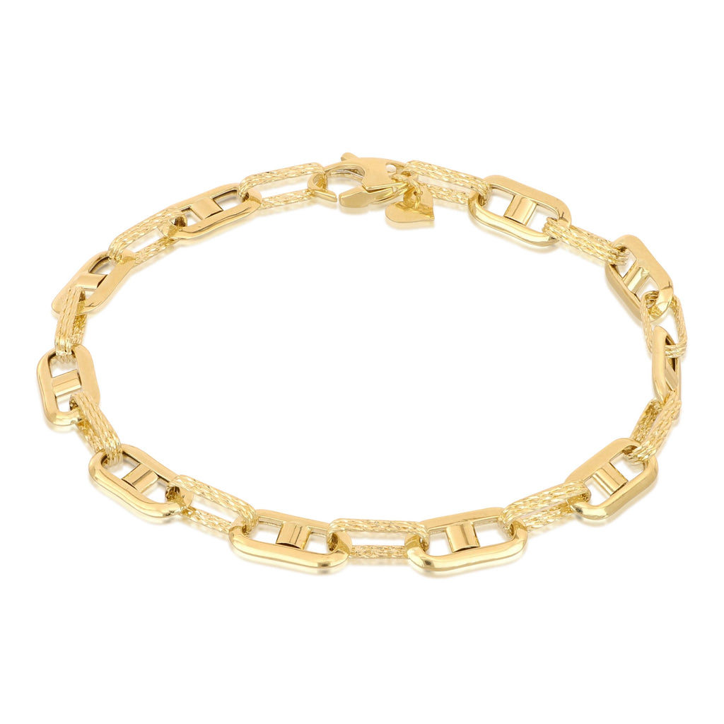 Bracciale a catena alternata con traversino oro giallo 18kt