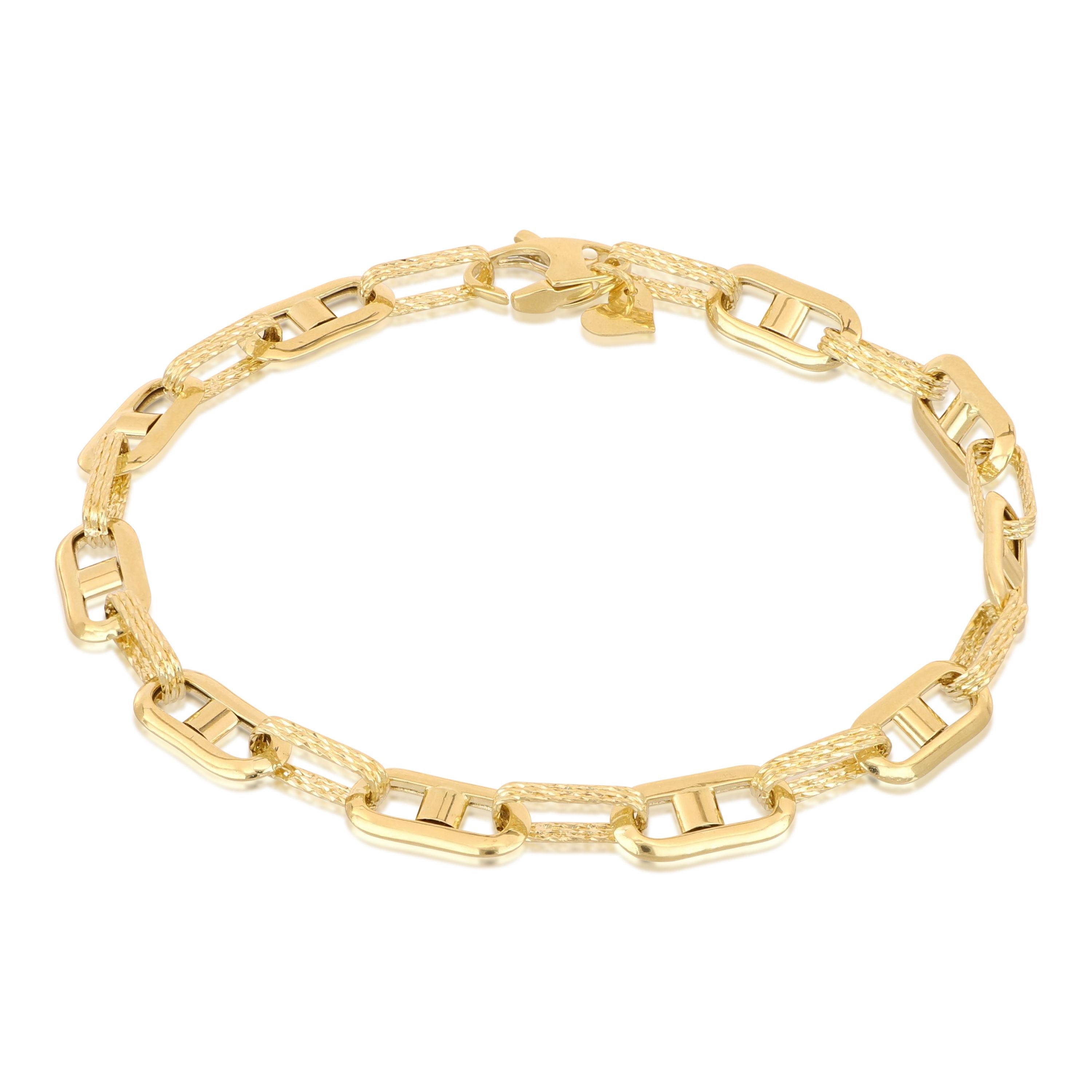 Bracciale a catena alternata con traversino oro giallo 18kt