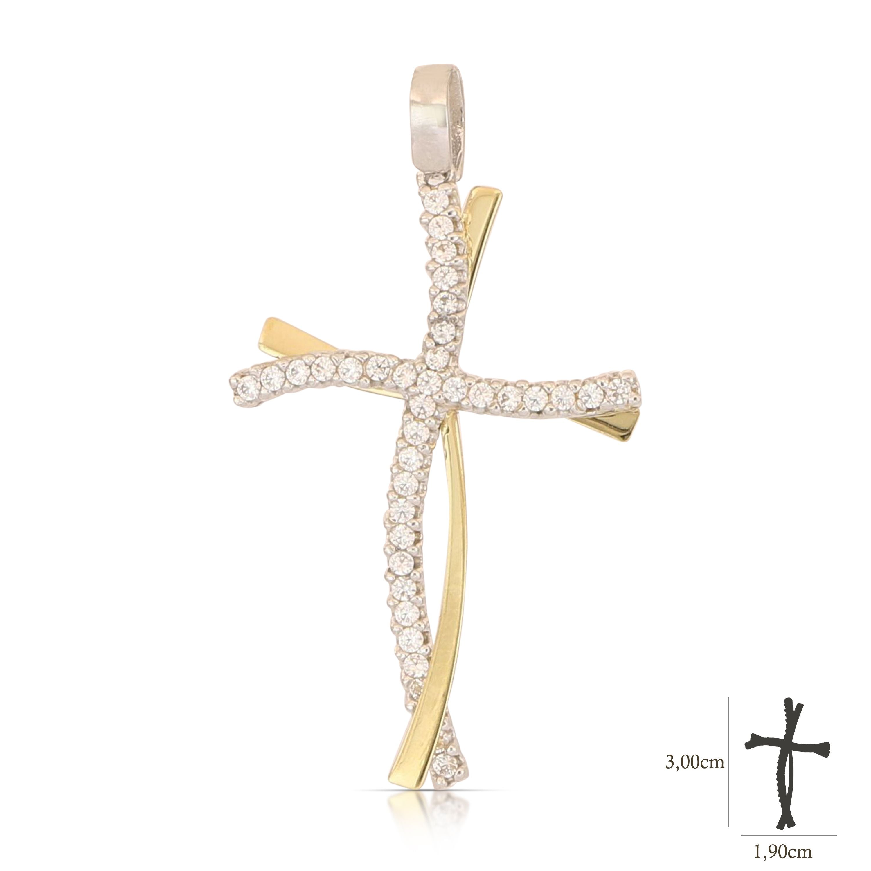 Two-tone cross with zircons