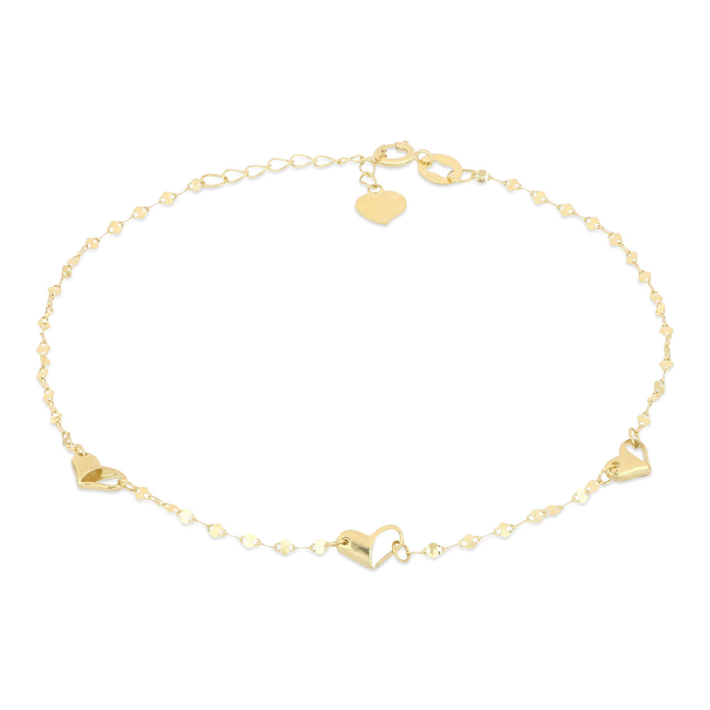 Bracciale fogliolina cuoricini Ø 3,5mm 18cm