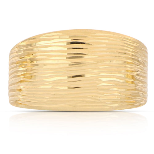 Adjustable Wide Ridged Band Ring in 18k Italian Yellow Gold
