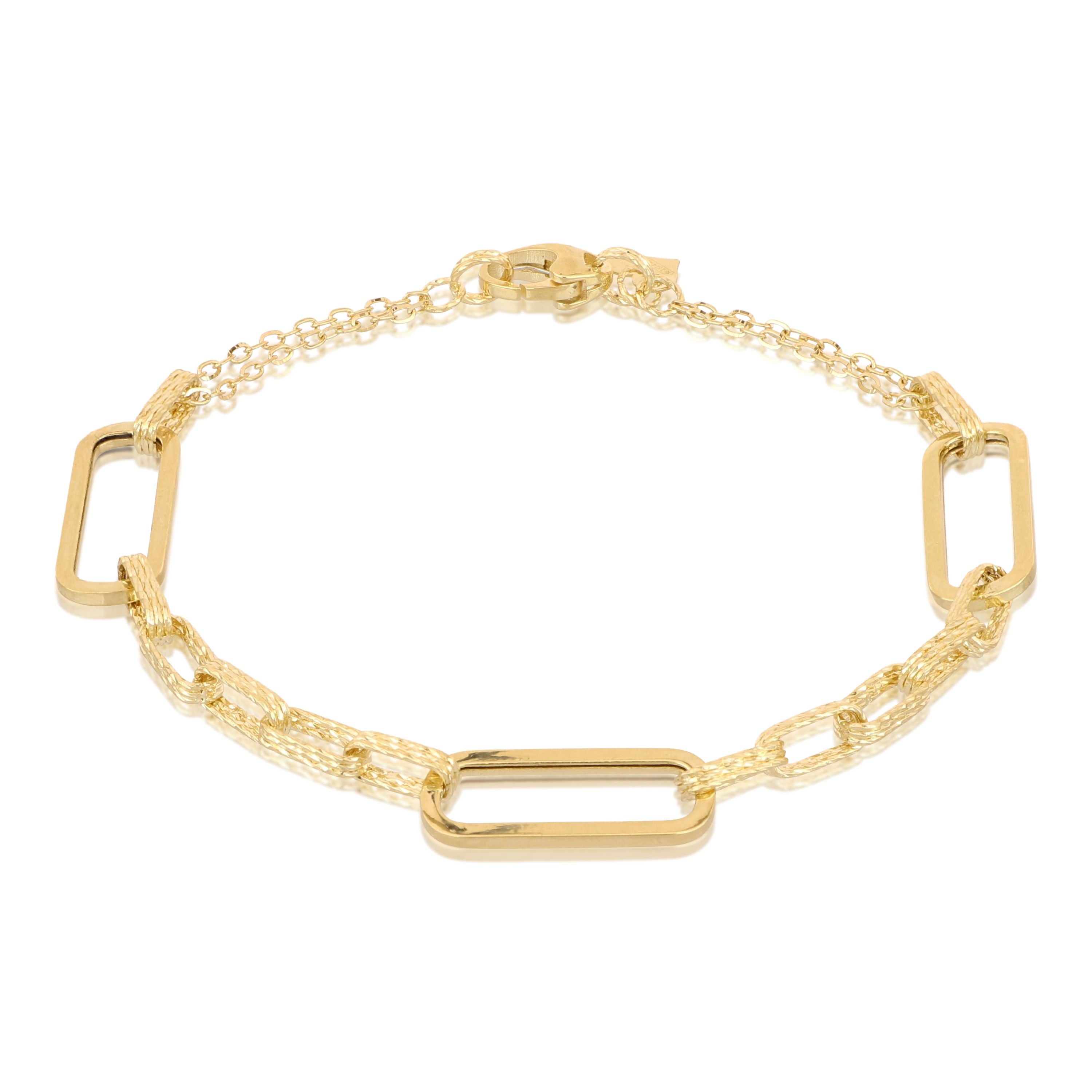 Bracciale catena forzatina alternata oro giallo 18kt