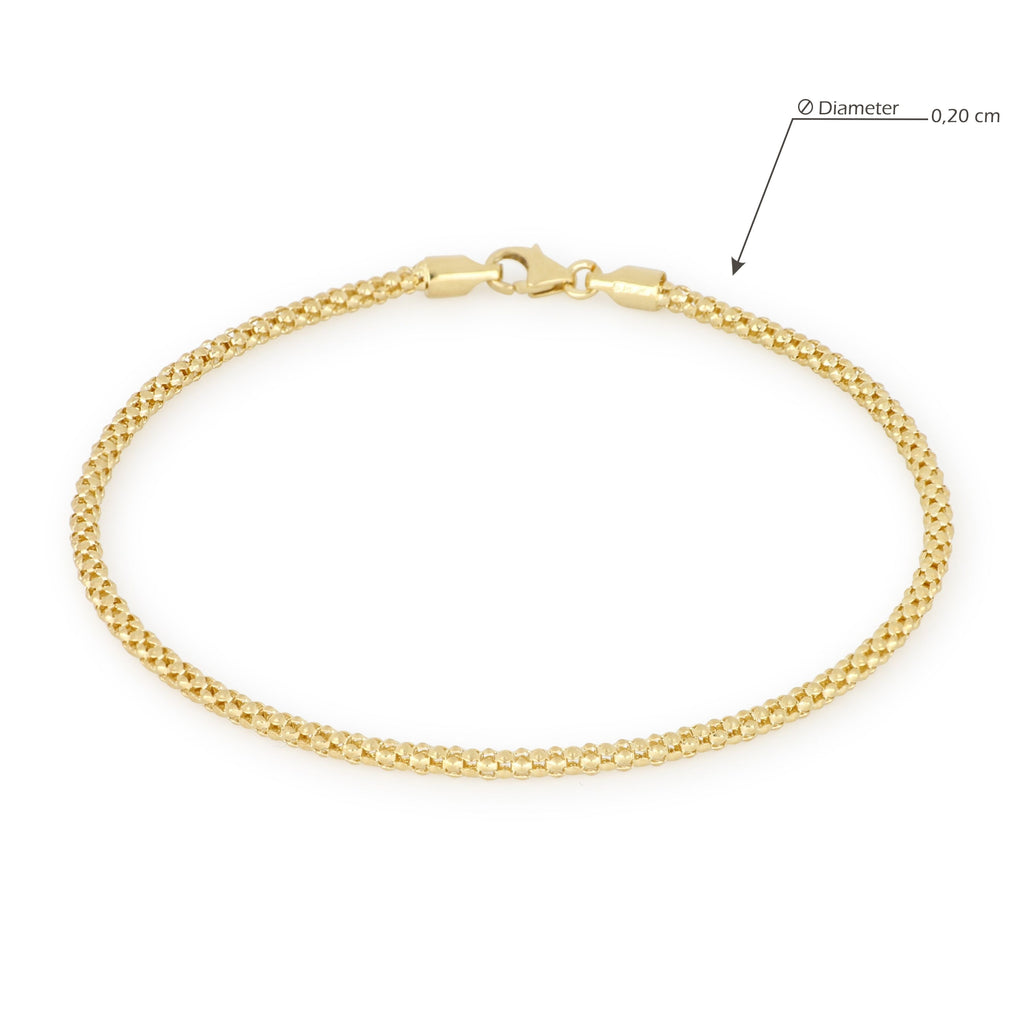 Bracciale maglia pop-corn oro giallo 18kt