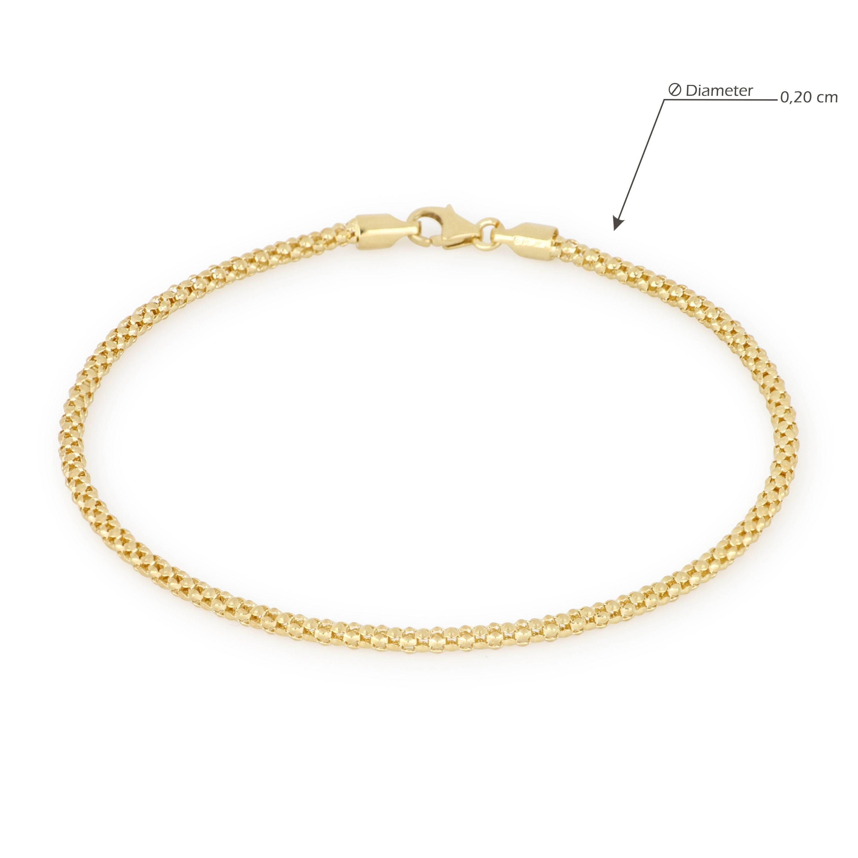 Bracciale maglia pop-corn oro giallo 18kt