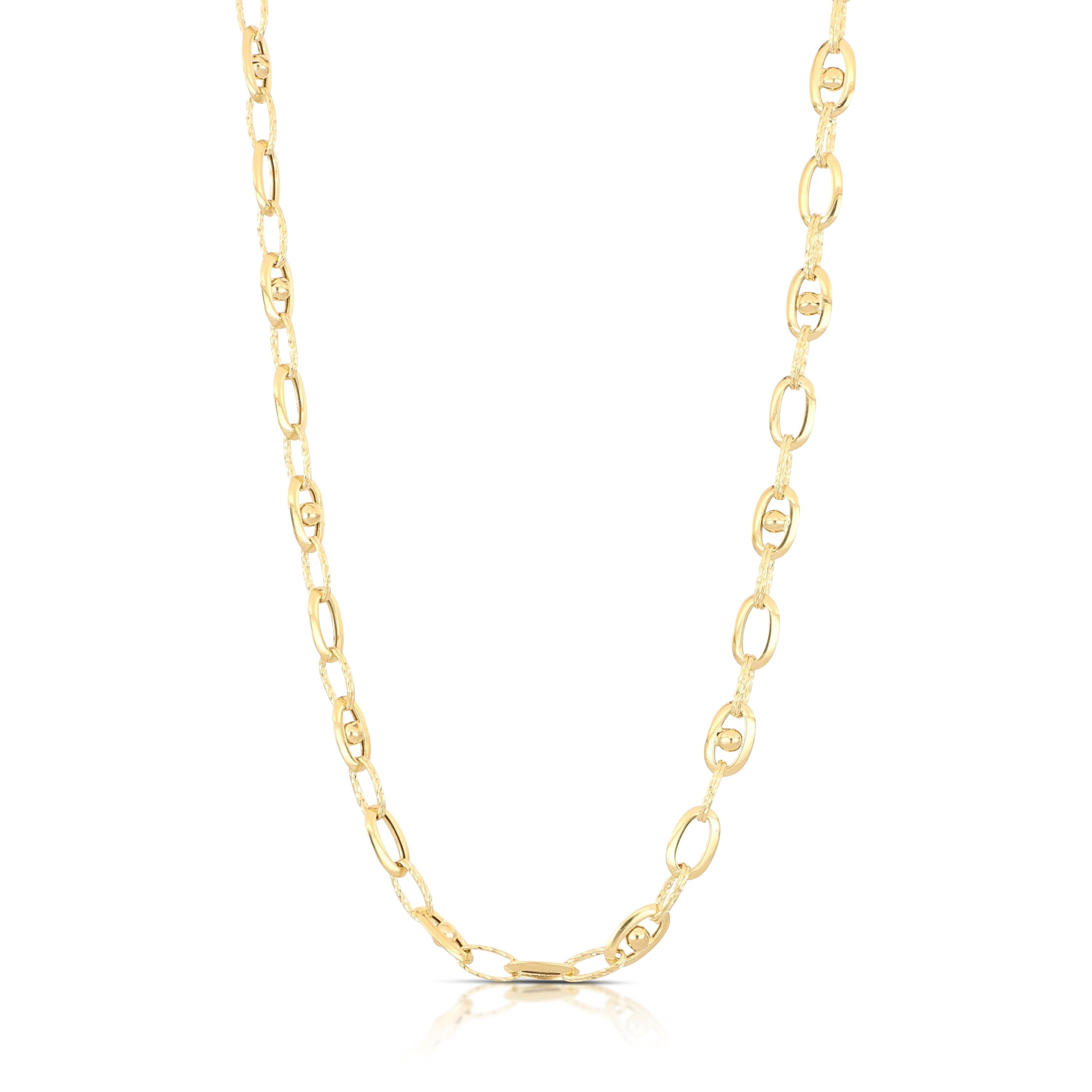 Girocollo a catena alternata con sfere oro giallo 18kt