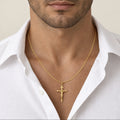 Crucifix Pendant with Curb Chain 2 mm 50 cm, 18k Gold 2.6x3.9 cm