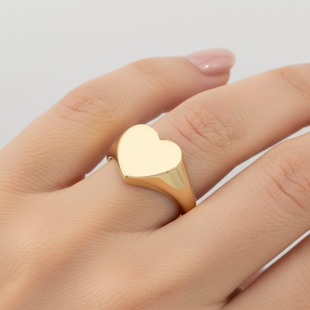 Anello chevalier cuore indossato