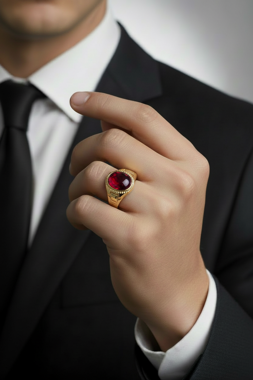 Anello pietra rossa proporzioni corrette