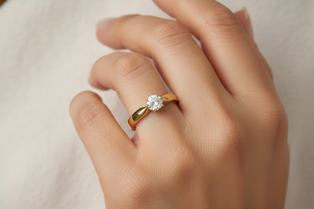 Anello solitario oro giallo - pietra più piccola