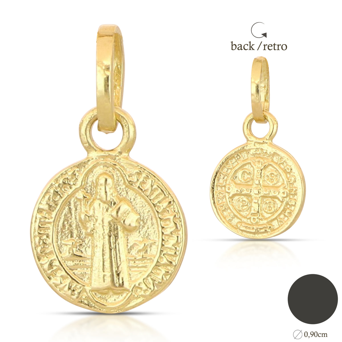 Medaglia San Benedetto mis. 1 oro giallo 18kt Ø 0,9cm
