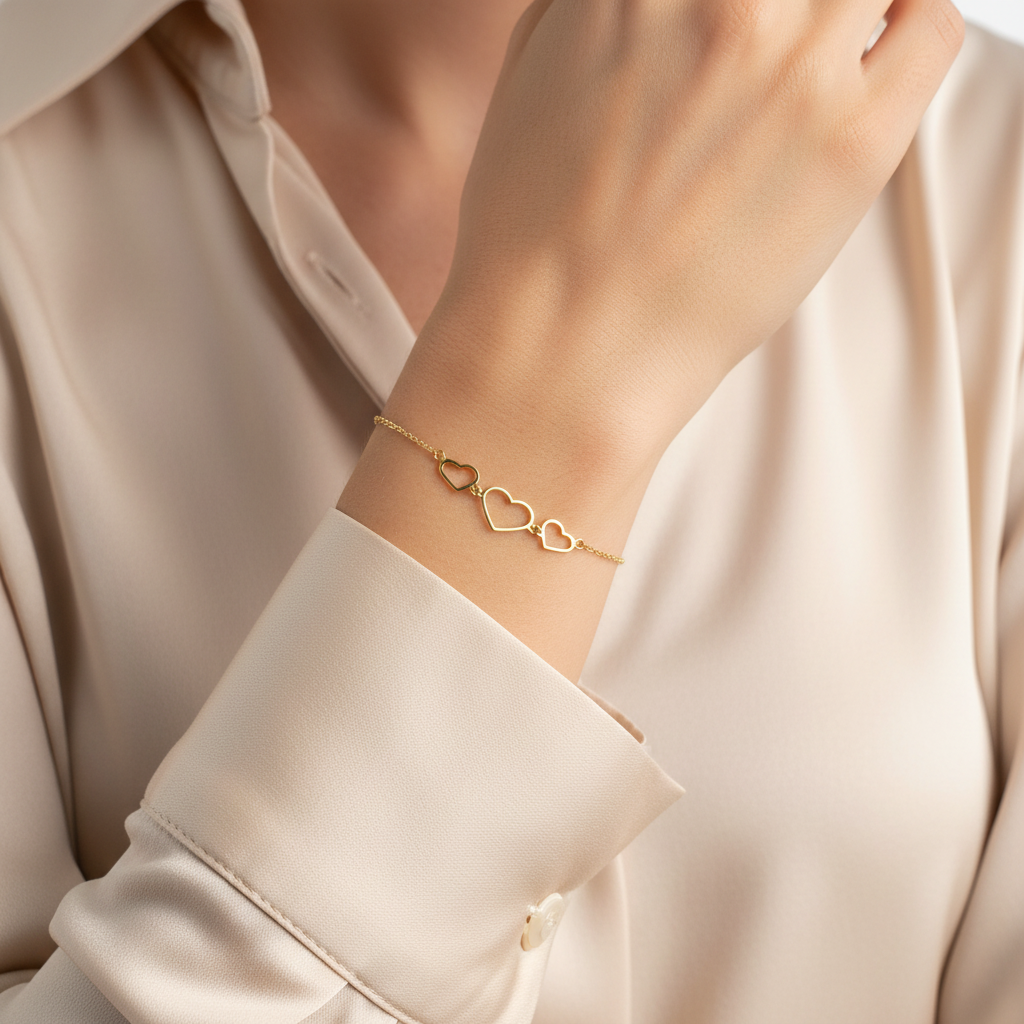 Bracciale 3 cuori traforati donna