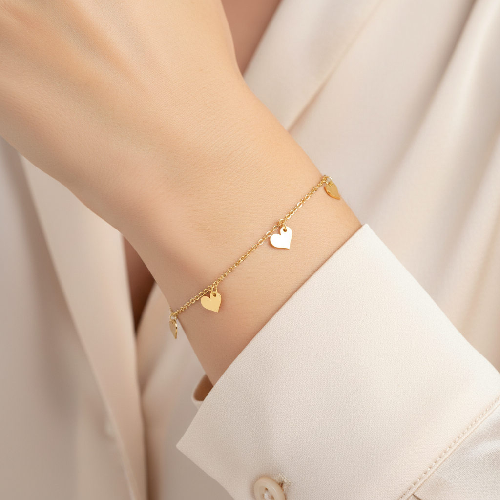 Bracciale 5 cuori pendenti donna