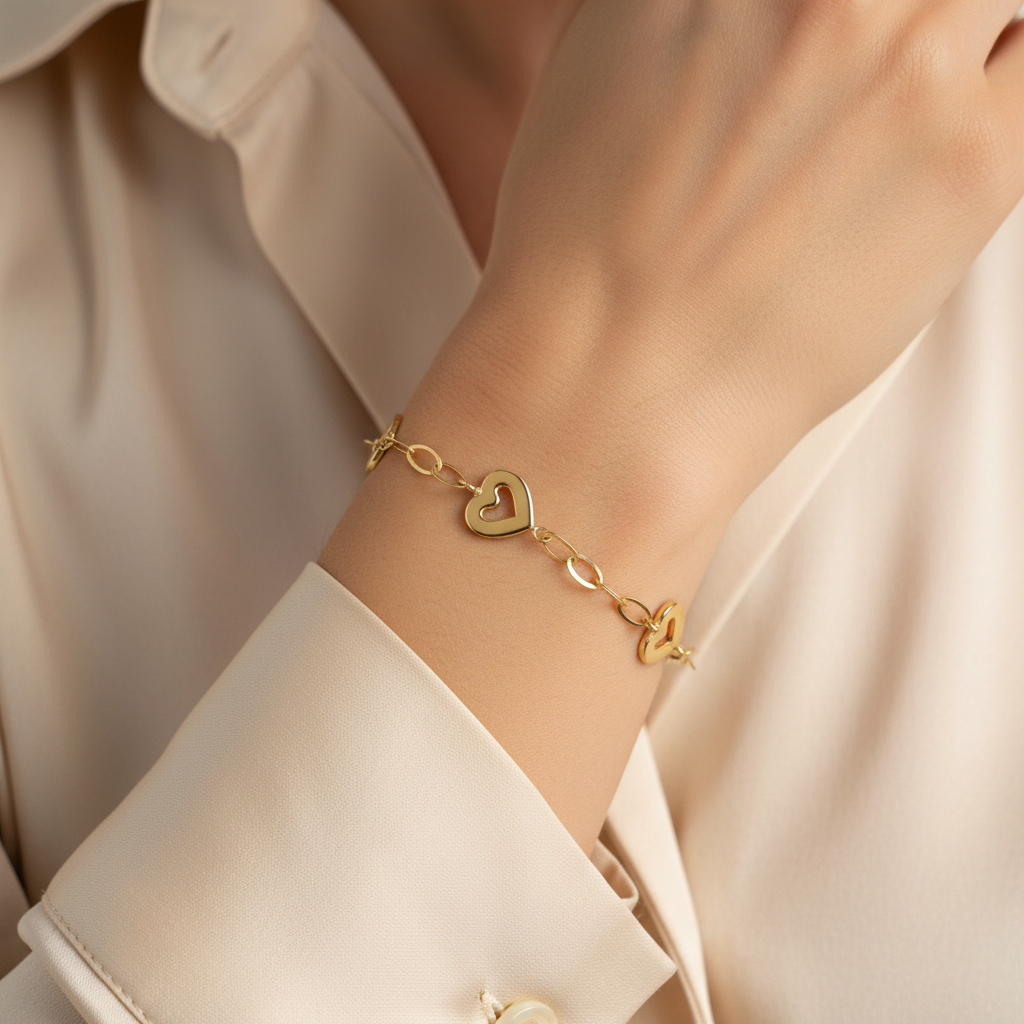 Bracciale alternato cuori donna