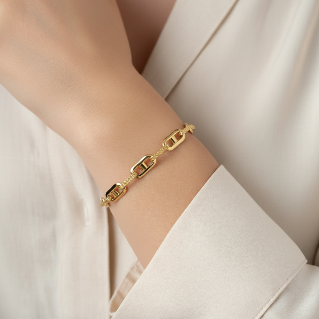 Bracciale catena 6mm indossato 1:1