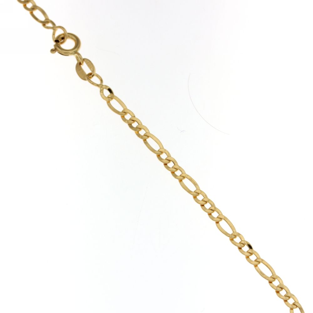 Bracciale figaro 3+1 vuoto oro giallo 18kt 3mm 20cm