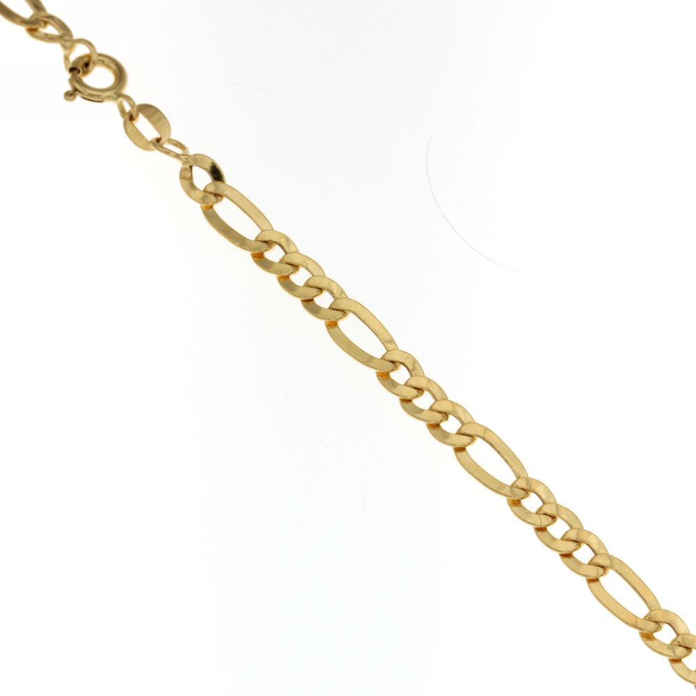 Bracciale figaro 3+1 vuoto oro giallo 18kt 4mm 20cm