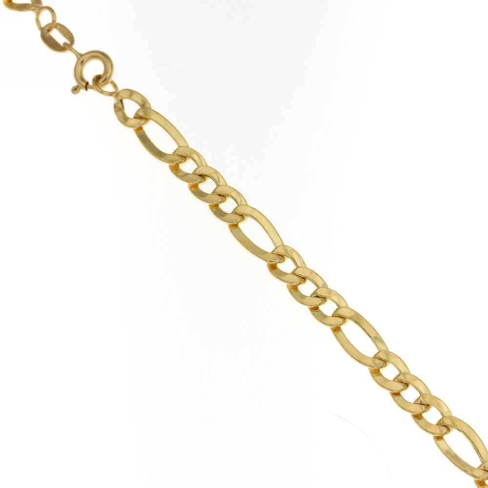 Bracciale figaro 3+1 vuoto oro giallo 18kt 5mm 20cm