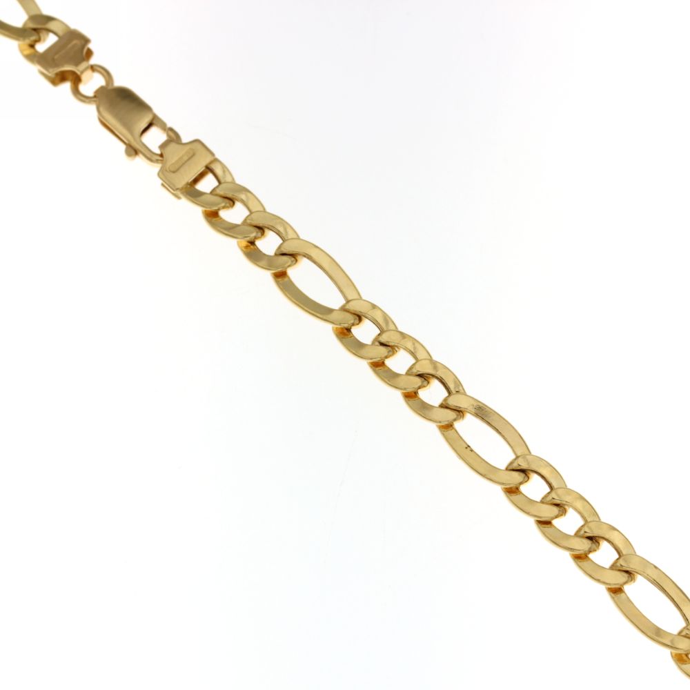 Bracciale figaro 3+1 vuoto pesante oro giallo 18kt 6mm 20cm