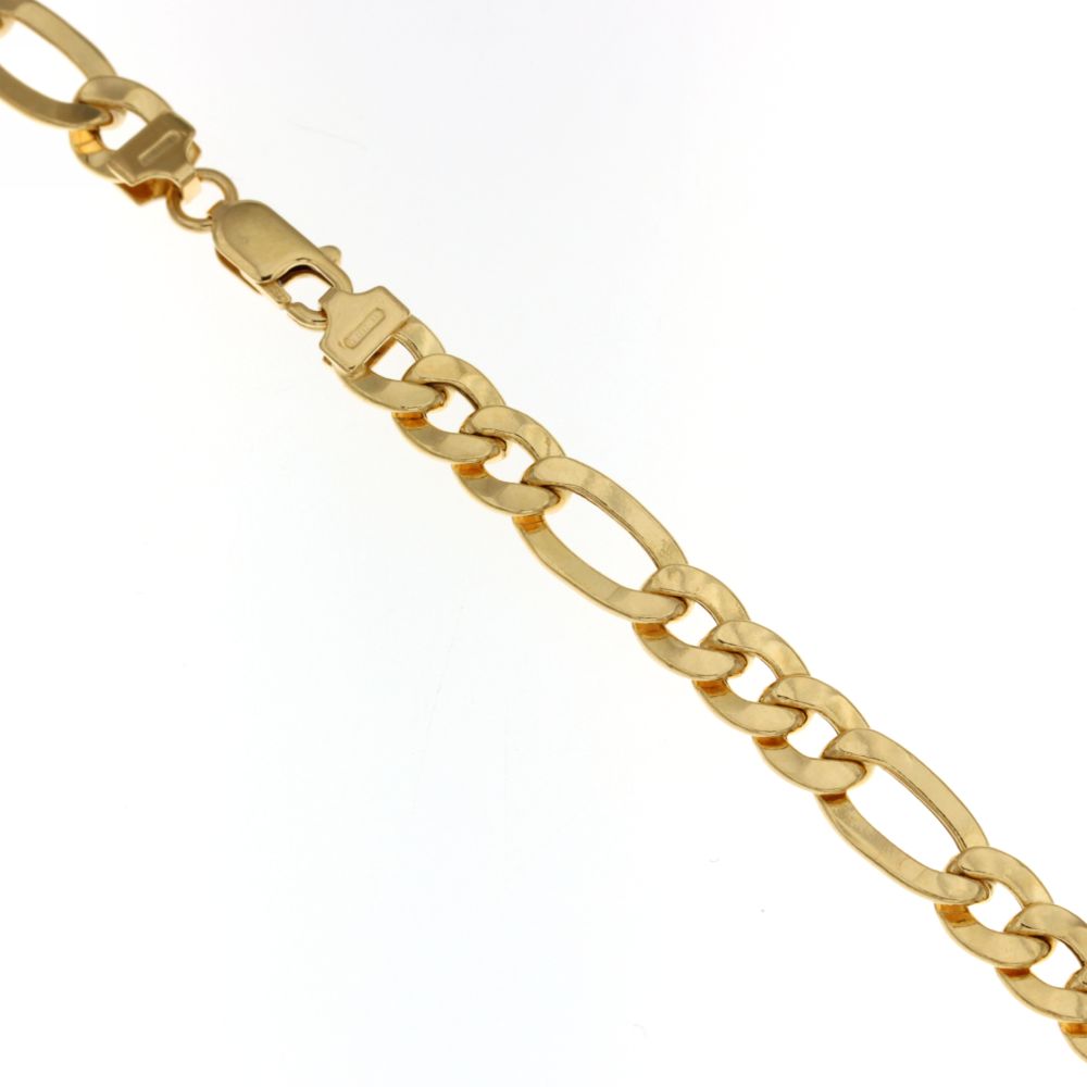 Bracciale figaro 3+1 vuoto pesante oro giallo 18kt 7mm 20cm