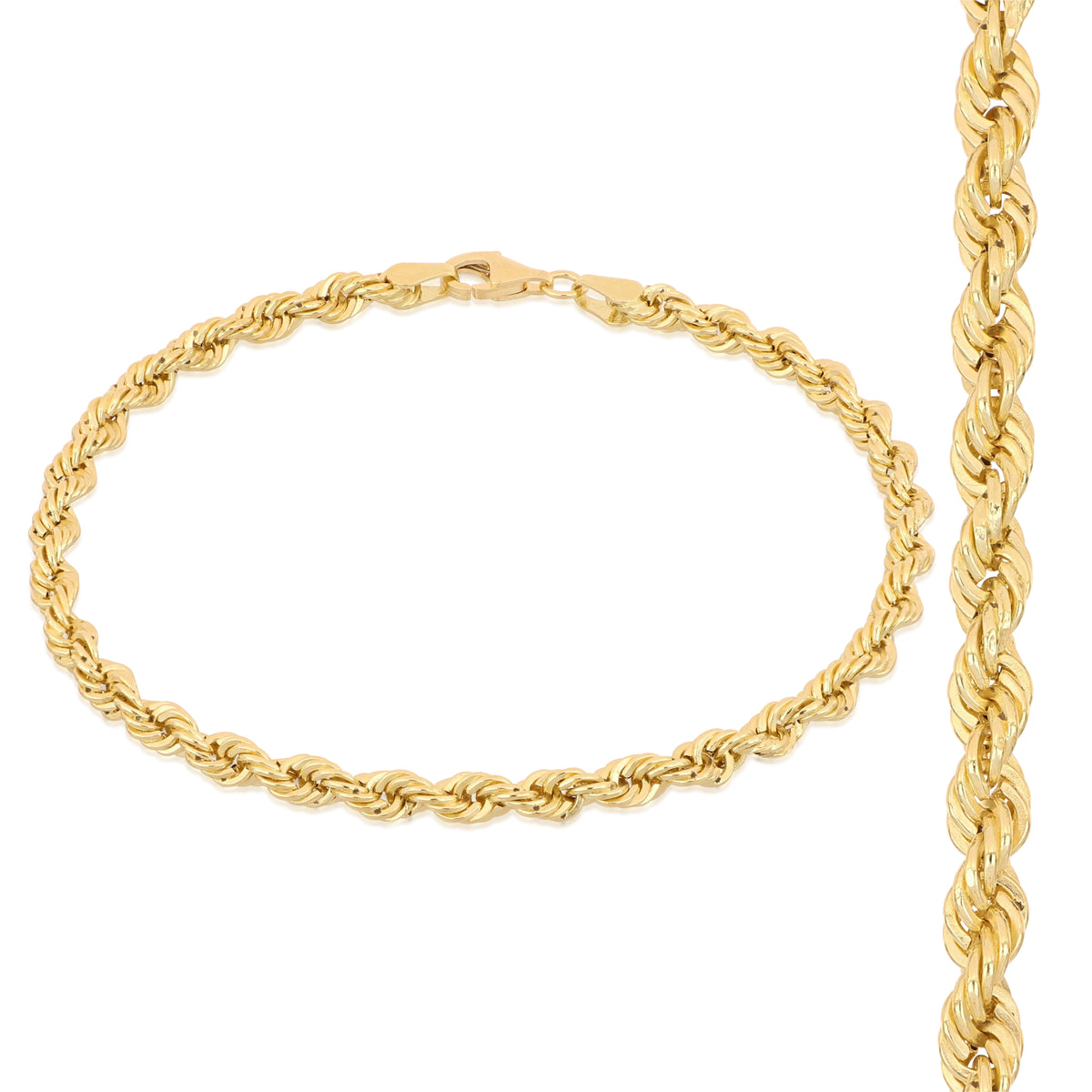 Bracciale fune vuoto oro giallo 18kt 3,7mm 19cm