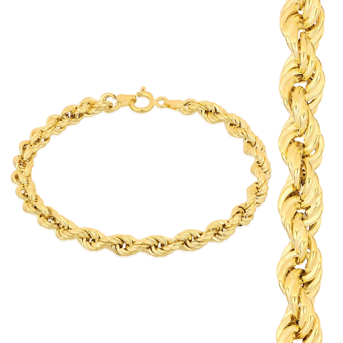 Bracciale fune vuoto oro giallo 18kt 5,2mm 19cm
