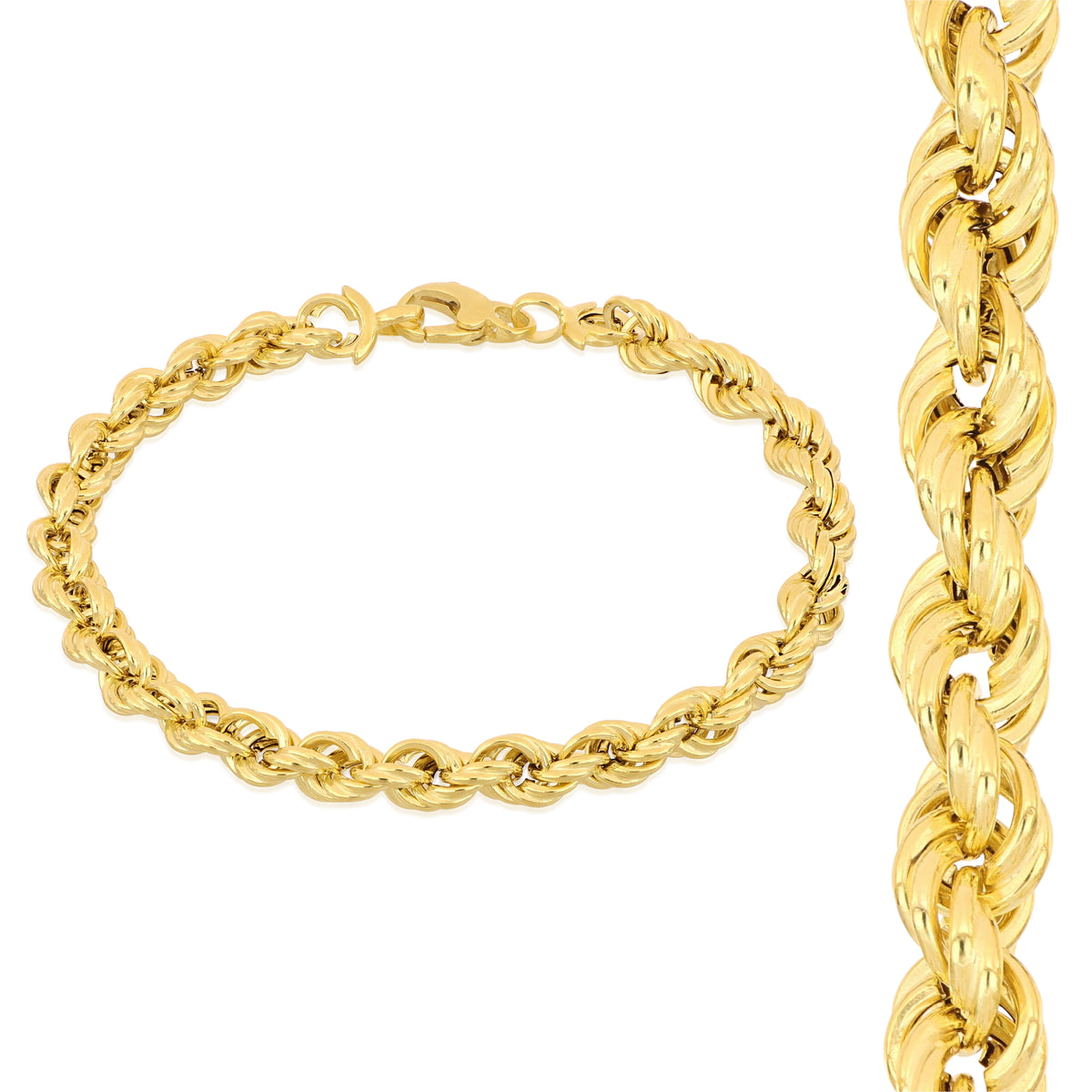 Bracciale fune vuoto oro giallo 18kt 5,6mm 19cm