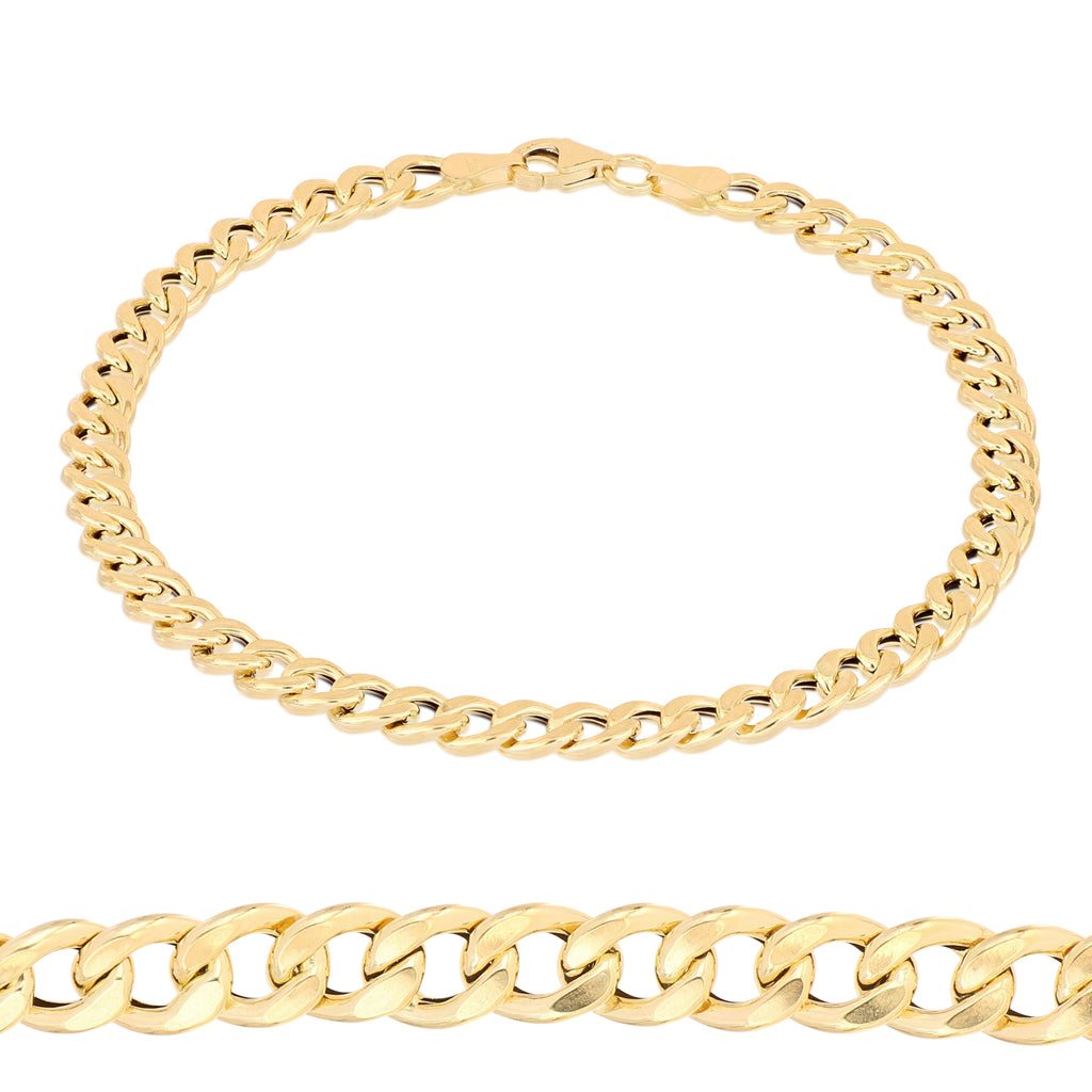 Bracciale grumetta vuoto oro giallo 18kt 5mm 21cm