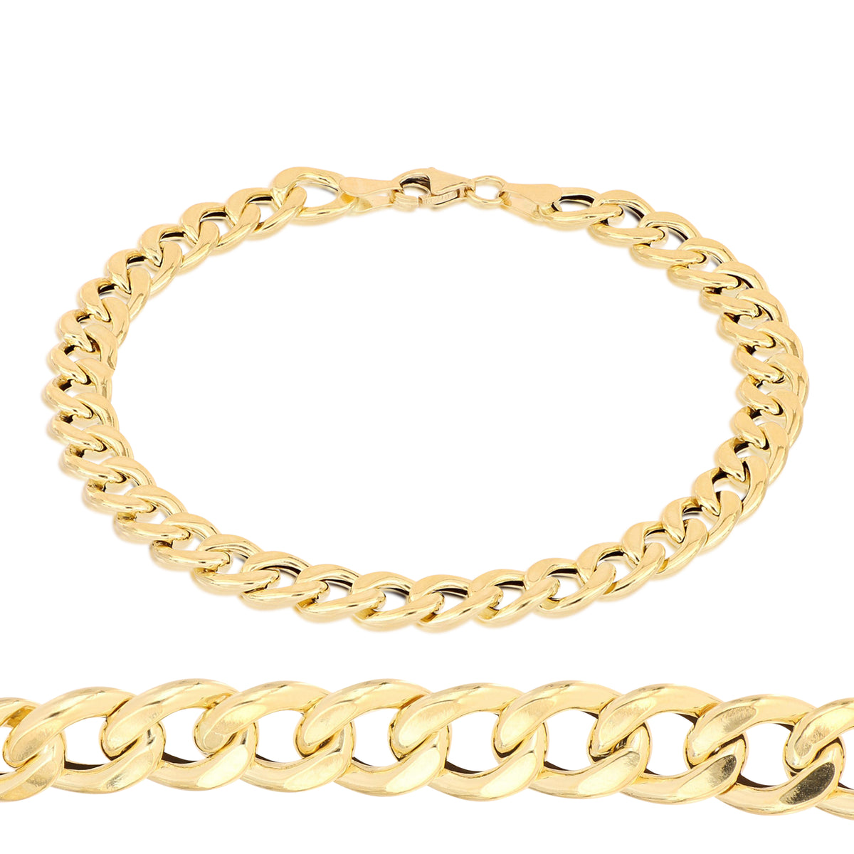 Bracciale grumetta vuoto oro giallo 18kt 6,5mm 20cm