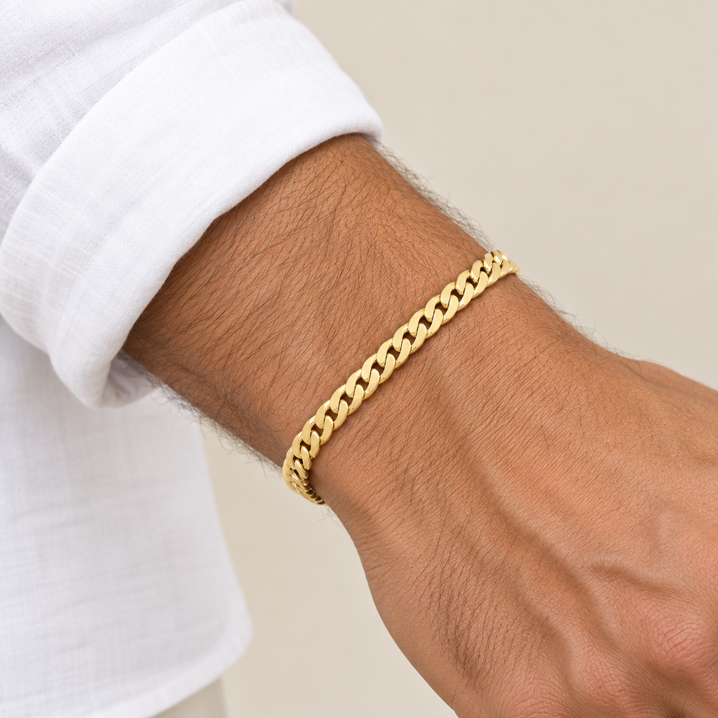 Bracciale grumetta vuoto oro giallo 18kt 6,5mm 20cm indossato