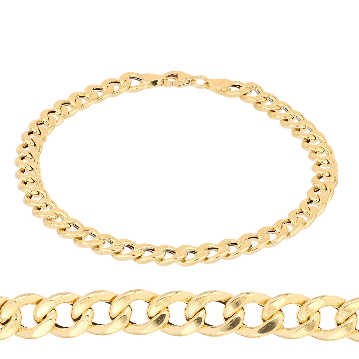 Bracciale grumetta vuoto oro giallo 18kt 6mm 21cm