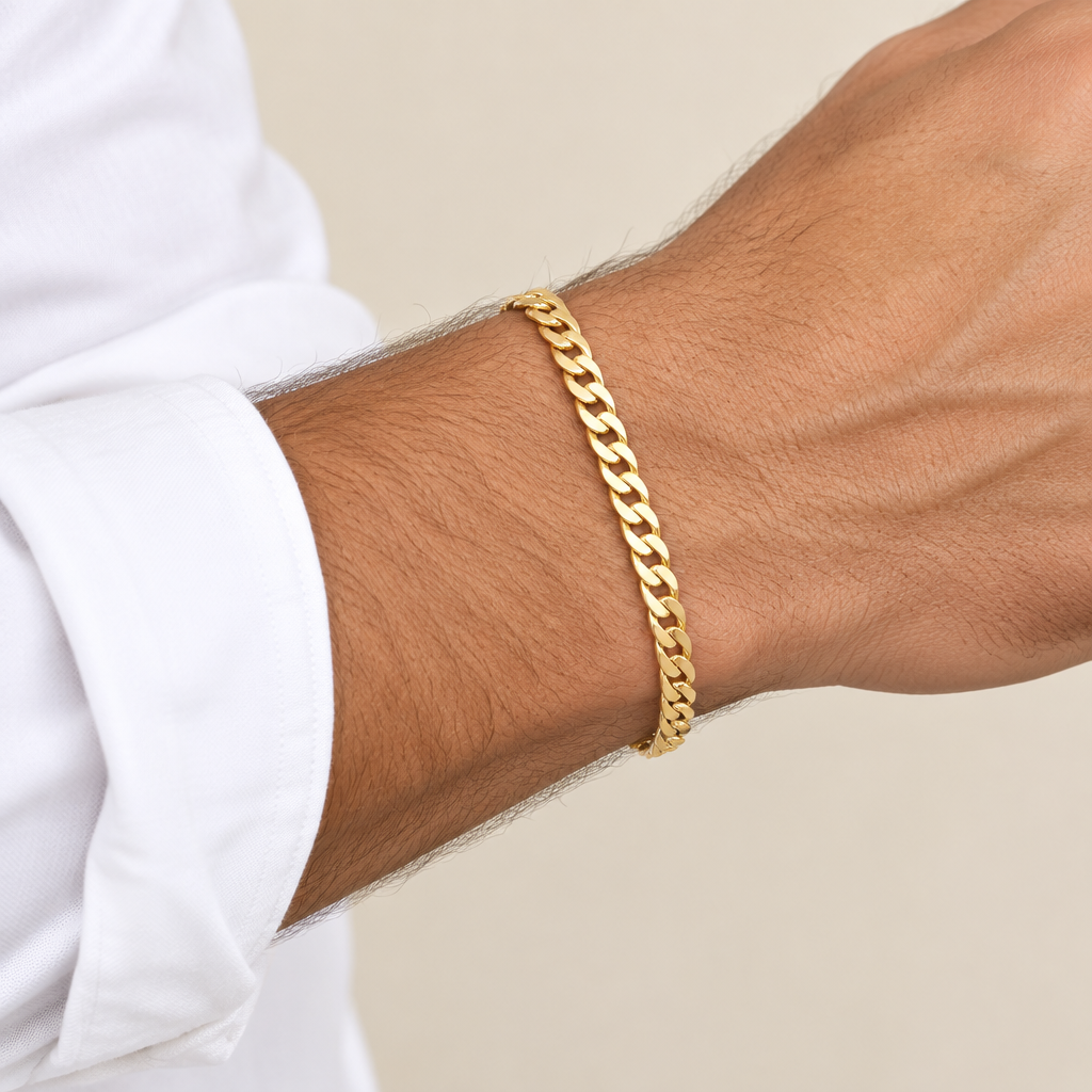 Bracciale grumetta vuoto oro giallo 18kt 6mm 21cm indossato