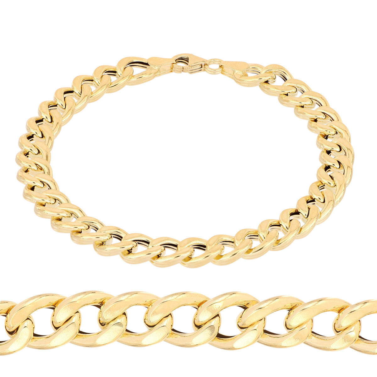 Bracciale grumetta vuoto oro giallo 18kt 7mm 20cm