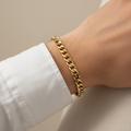 Bracciale grumetta vuoto oro giallo 18kt 4,5mm 20cm indossato