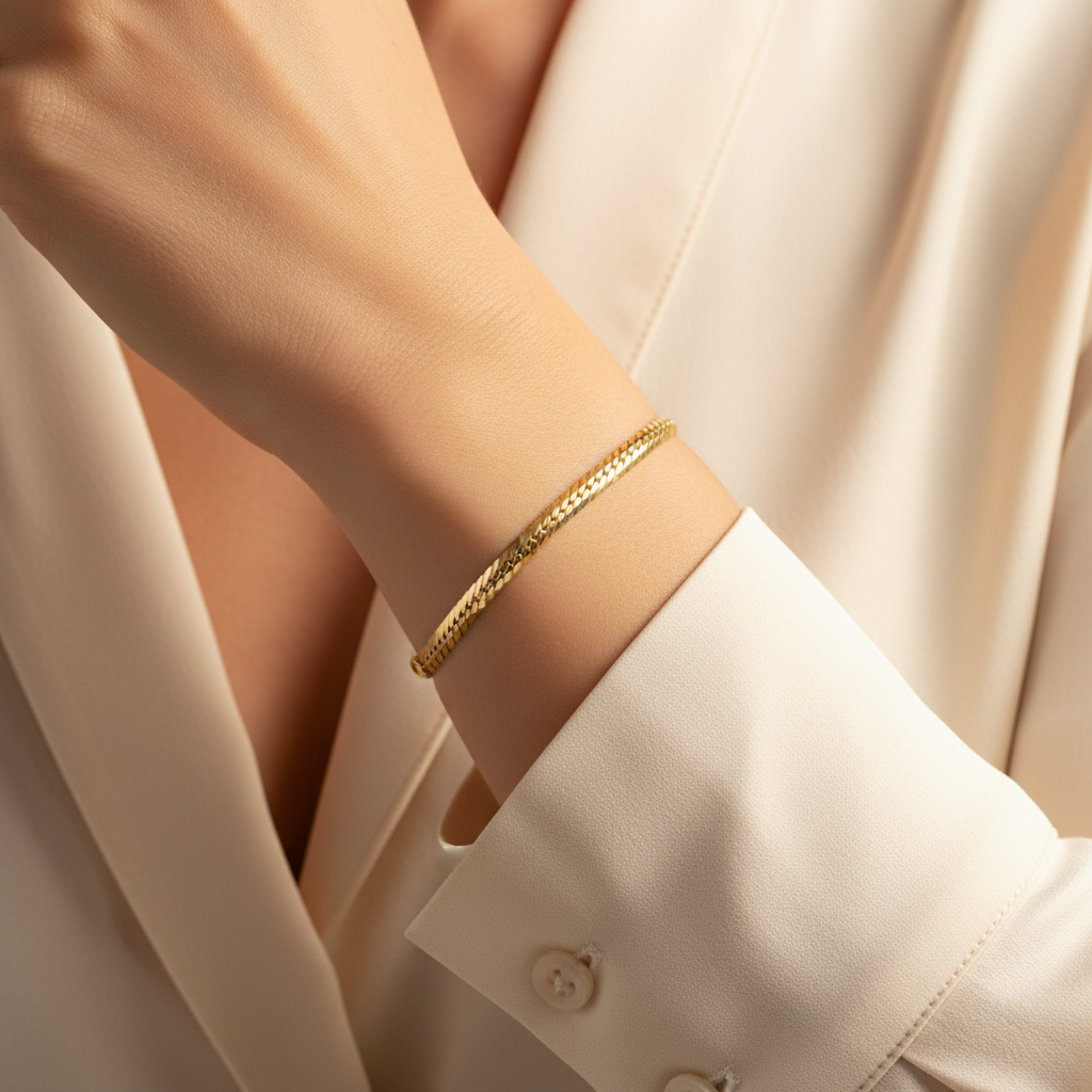 Bracciale spiga piatta 4mm indossato