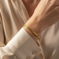 Bracciale spiga scalare oro giallo 18kt 7,5mm 19cm indossato