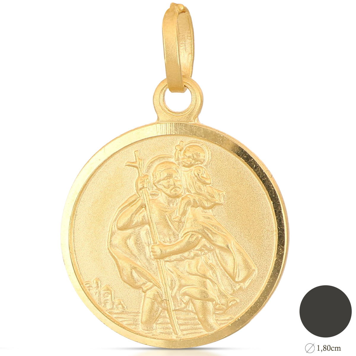 Medaglia San Cristoforo mis. 4 oro giallo 18kt Ø 1,8cm