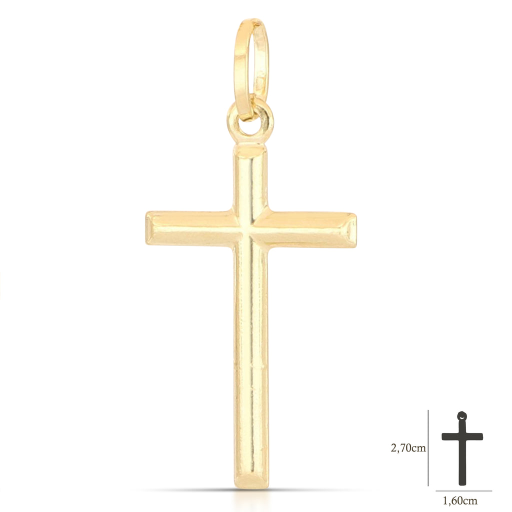Croce scatolata oro giallo 18kt 1,6x2,7cm