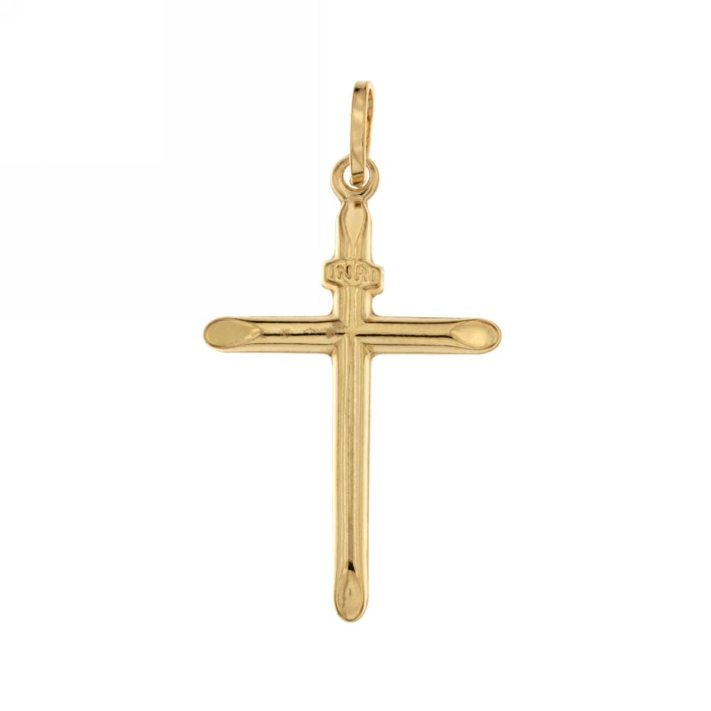 Croce stampata oro giallo 18kt 2x3,2cm