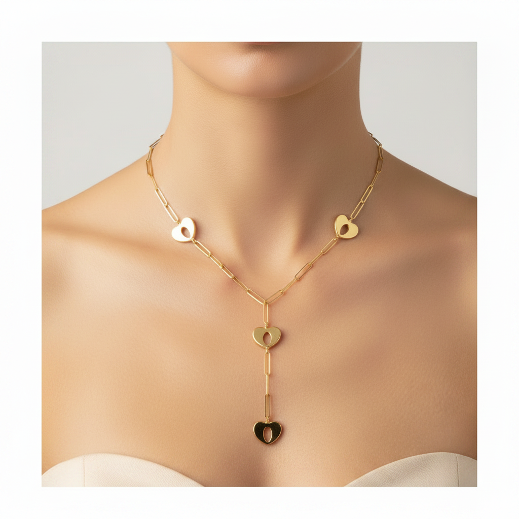 Girocollo a Y cuori donna abito elegante