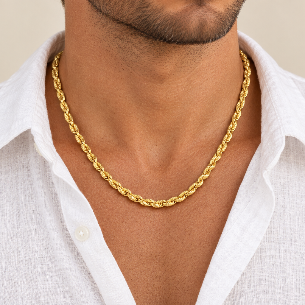 Girocollo fune vuota oro giallo 18kt 6,5mm 50cm