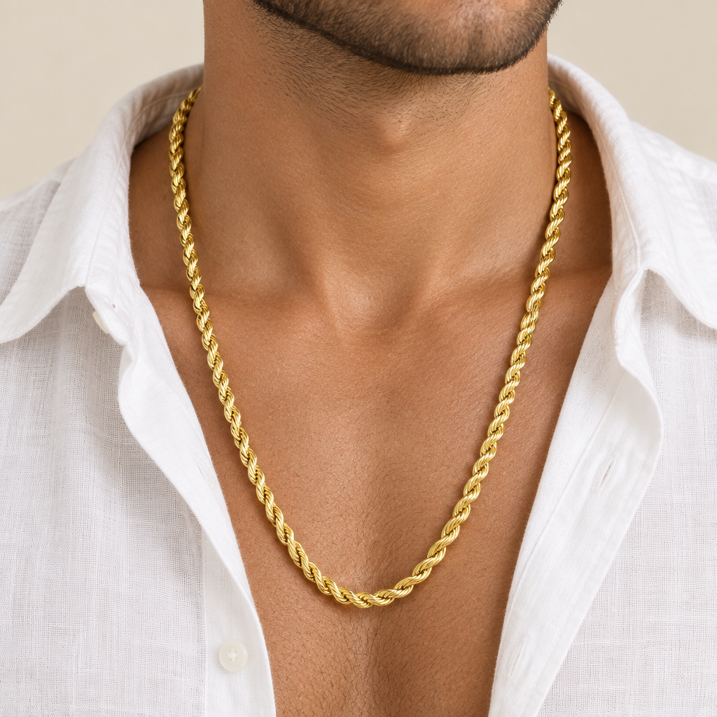 Girocollo fune vuota oro giallo 18kt 6,5mm 60cm