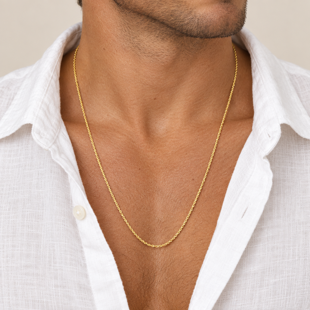 Rope Necklace in 18k Italian Yellow Gold, Hollow – 2.6mm, 60cm / 24in
