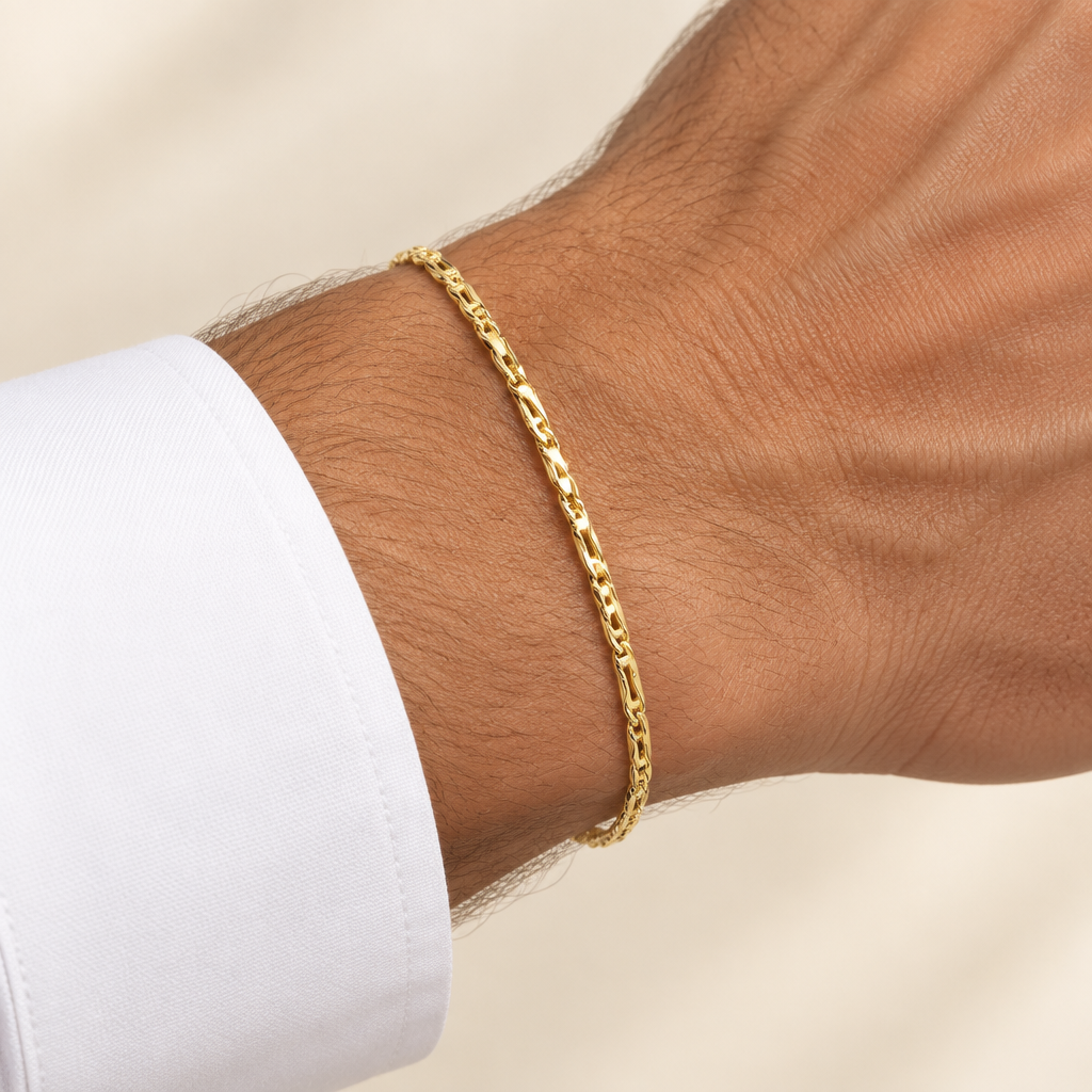Bracciale occhio di pernice vuoto oro giallo 18kt 2,5mm 21cm indossato