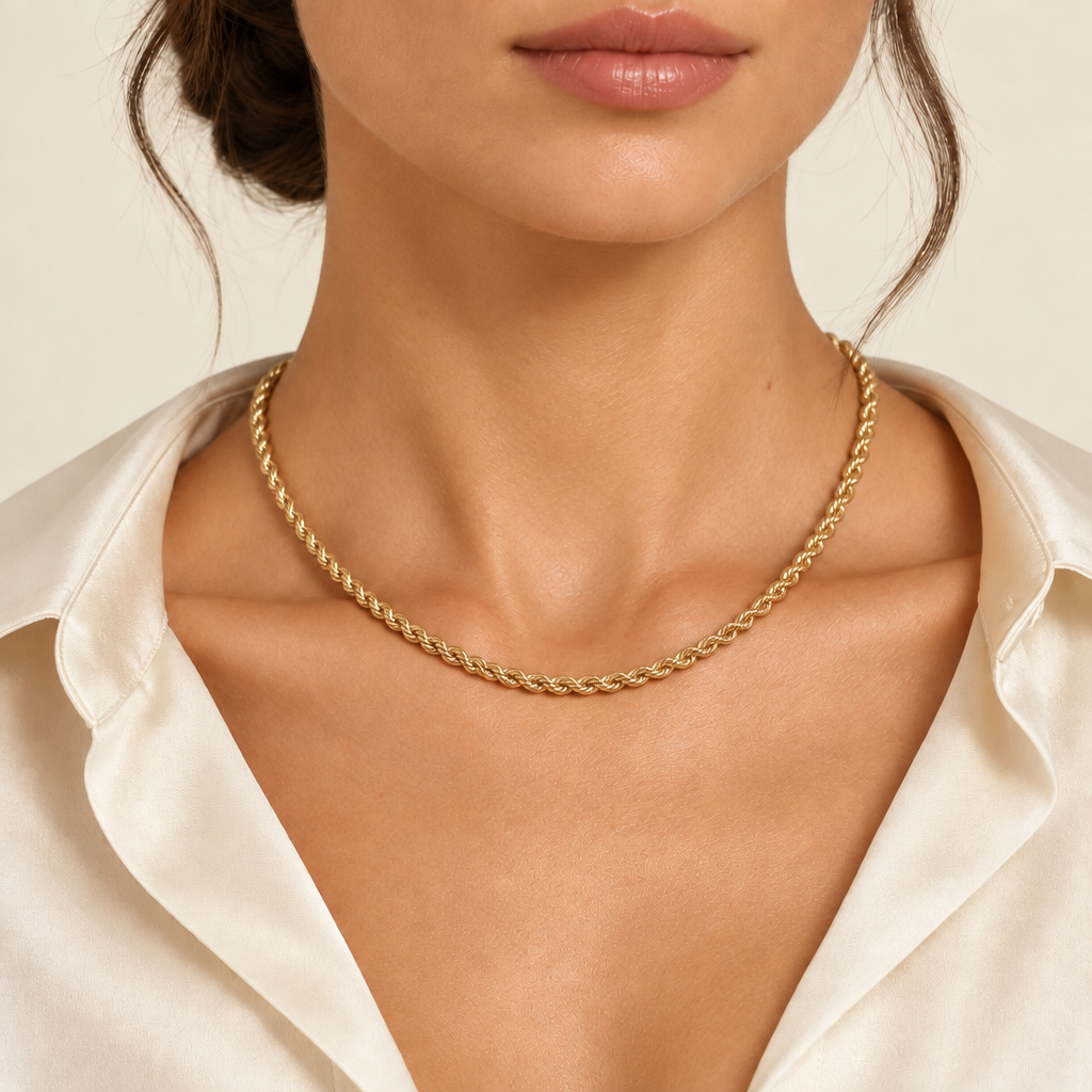 Girocollo fune oro giallo 18kt 5mm 40cm indossato