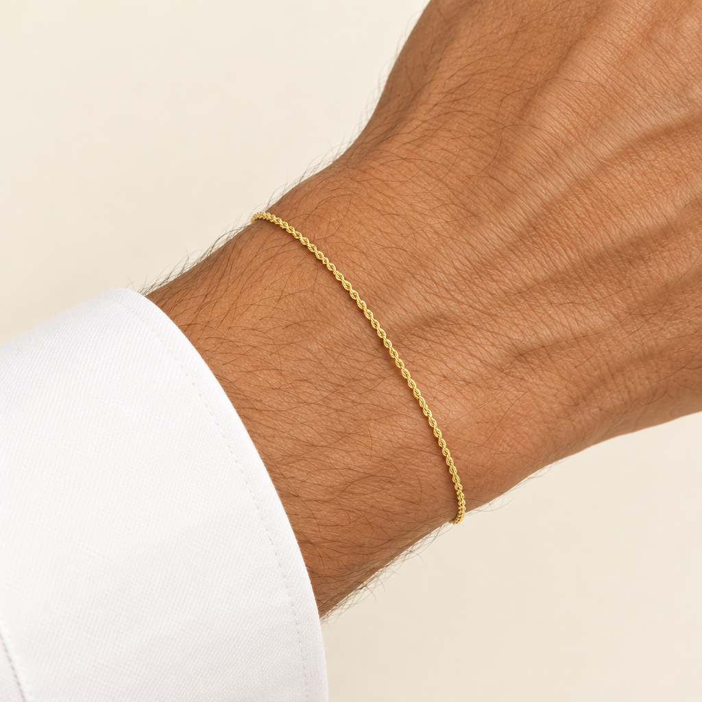 Bracciale fune vuoto oro giallo 18kt 21cm indossato