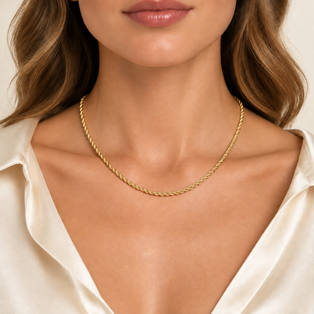 Girocollo fune oro giallo 18kt 4mm 40cm indossato