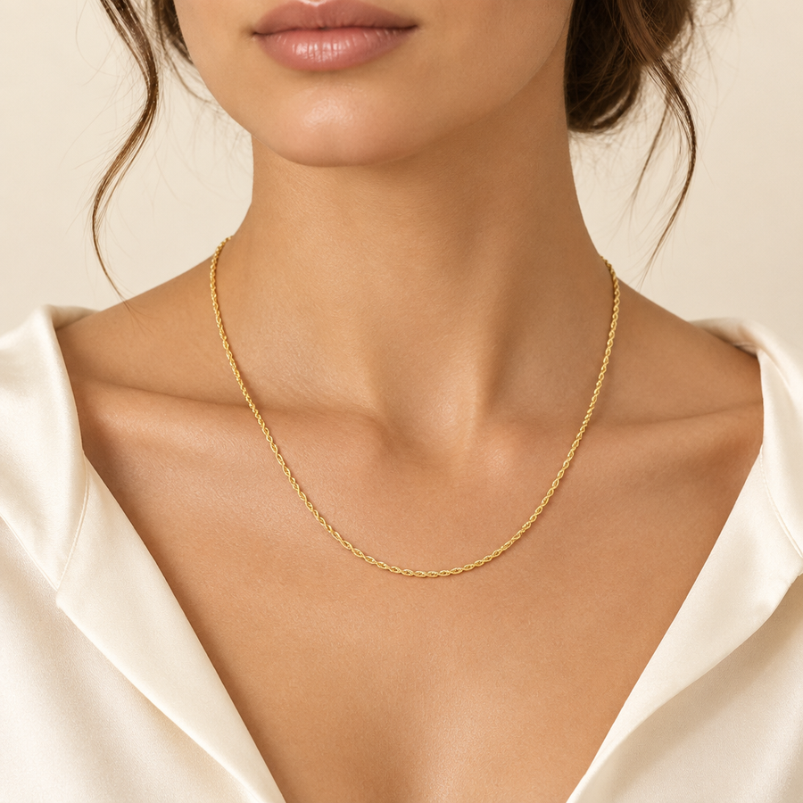 Laser-Cut Rope Necklace in 18k Italian Yellow Gold – 2.1mm, 45cm / 18in